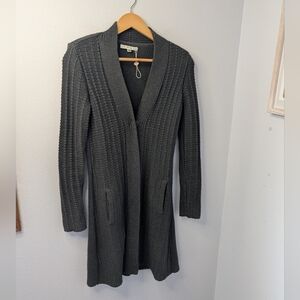 CAbi Long Cardigan Sweater Coat‎ Charcoal Gray XS Button Front Pockets